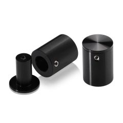 Fixation murale design à Tête Plate pour une utilisation standard ou permettant le collage de votre Support même en verre - ∅ 19 mm - Entretoise : 25 mm en Aluminium Anodisé Noir 
