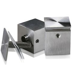 Fixation Murale avec Entretoise Carrée - Inox Premium Brossé - □ 30 mm - Entretoise : 30 mm