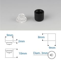 Douilles Easyfix Midi 10 Mâle à coller Femelle à visser - ∅ 9 mm - Entretoise : totale 10 mm - Couleur Noire - Sachet de 100 pièces