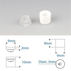 Douilles Easyfix Midi 10 Mâle à coller Femelle à visser - ∅ 9 mm - Entretoise : totale 10 mm - Couleur Blanche - Sachet de 100 pièces