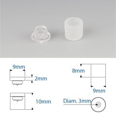Douilles Easyfix Midi 10 Mâle à coller femelle à visser - ∅ 9 mm - Entretoise : totale 10 mm - Couleur Transparente - Sachet de 100 pièces