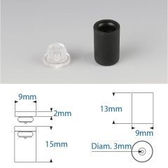 Douilles Easyfix Midi 15 Mâle à Coller Femelle à visser - ∅ 9 mm - Entretoise : totale 15 mm - Couleur Noire - Sachet de 100 pièces