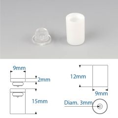 Douilles Easyfix Midi 15 Mâle à Coller Femelle à visser - ∅ 9 mm - Entretoise : totale 15 mm - Couleur Blanche - Sachet de 100 pièces