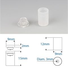 Douilles Easyfix Midi 15 Mâle à Coller Femelle à visser - ∅ 9 mm - Entretoise : totale 15 mm - Couleur Transparente - Sachet de 100 pièces