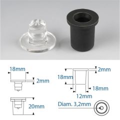 Douilles Easyfix Grand Mâle à coller Femelle à visser - ∅ 18 mm - Entretoise : totale 20 mm - Couleur Noire - Sachet de 100 pièces
