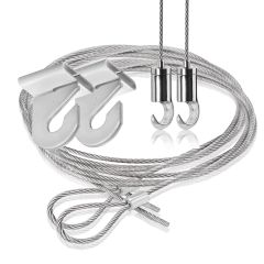 Kit complet de Suspention par Câble Acier. Inclus 2 Câbles a boucle de 3.60 m . 2 T-Clamp et 2 Crochets