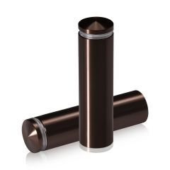 3/4'' Diameter X 2-1/2'' Barrel Length, Aluminum Rounded Head Standoffs, Bronze Anodized Finish Easy Fasten Standoff (For Inside / Outside use)