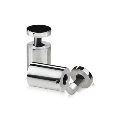 1'' Diameter X 1-1/2'' Barrel Length, Stainless Steel Polished Finish. Easy Fasten Adjustable Edge Grip Standoff (For Inside Use Only) (Combination Screw)