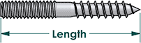 Zinc Hanger Bolt 5/16'' -18. Length : 1 1/2''