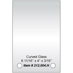 Geschwungenes Glas 4" x 6 19 mm, 2 vorgebohrte 16 mm große Löcher auf der Querseite