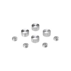Set of 4 Screw Cover, Diameter: 1/2'', Aluminum Clear Shiny Anodized Finish