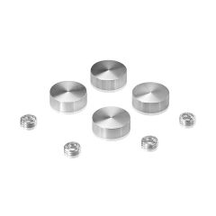 Set of 4 Screw Cover, Diameter: 11/16'', Aluminum Clear Shiny Anodized Finish