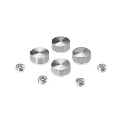 Set of 4 Screw Cover, Diameter: 5/8'', Aluminum Clear Shiny Anodized Finish