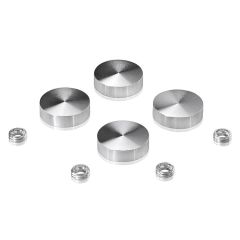 Set of 4 Screw Cover, Diameter: 7/8'' (22mm), Aluminum Clear Shiny Anodized Finish