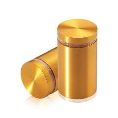 1-1/4'' Diameter X 1-3/4'' Barrel Length, Aluminum Flat Head Standoffs, Gold Anodized Finish Easy Fasten Standoff (For Inside / Outside use) Tamper Proof Standoff