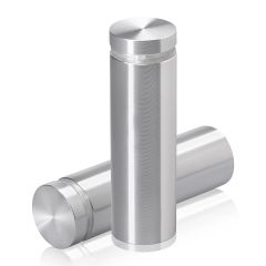 7/8'' Diameter X 2-1/2'' Barrel Length, Aluminum Flat Head Standoffs, Shiny Anodized Finish Easy Fasten Standoff (For Inside / Outside use) Tamper Proof Standoff